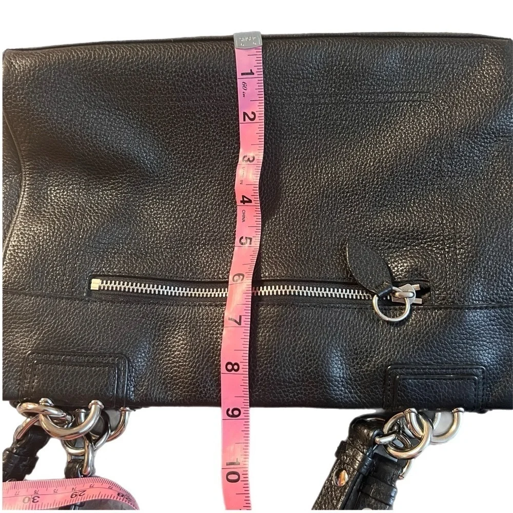 Coach Penelope Black Pebbled Leather Carryall Shoulder Bag Satchel